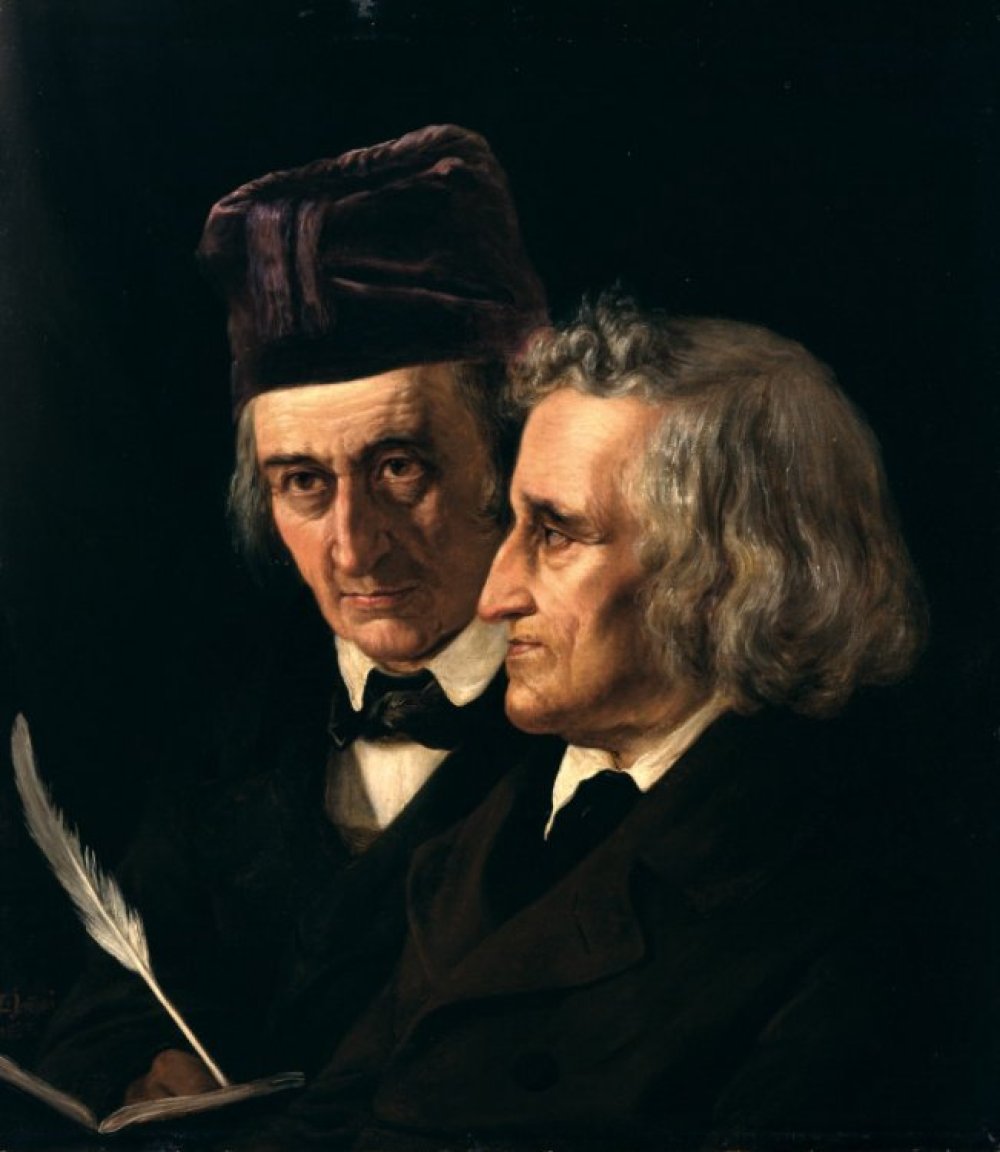 Братья Вильгельм (справа) и Якоб (слева) Гримм, портрет 1855 года работы Элизабет Йерихау