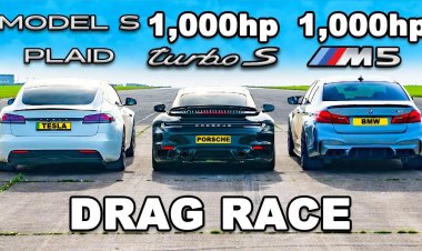 Tesla Model S Plaid сразилась против Porsche 911 Turbo S и BMW M5 Competition