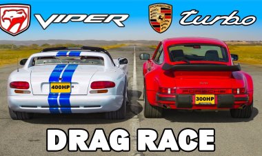 Классический Porsche 911 Turbo сразился в дрэге с Dodge Viper первого поколения