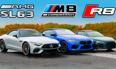 Новейший Mercedes-AMG SL 63 потягался с BMW M8 Convertible и Audi R8 Spyder