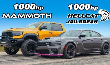 1000-сильный седан Dodge Charger сразился с 1012-сильным суперпикапом Ram TRX