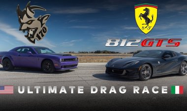 Масл-кар Dodge Challenger SRT Demon и суперкар Ferrari 812 GTS сразились в гонке