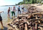 Жители Новосибирска провели на пляже экологическую акцию, собрав восемь тонн старой древесины