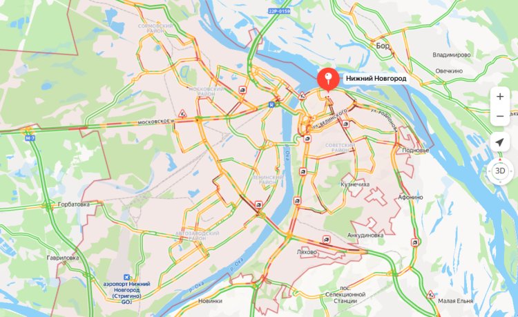 В Нижнем Новгороде зафиксировано 10 баллов пробок